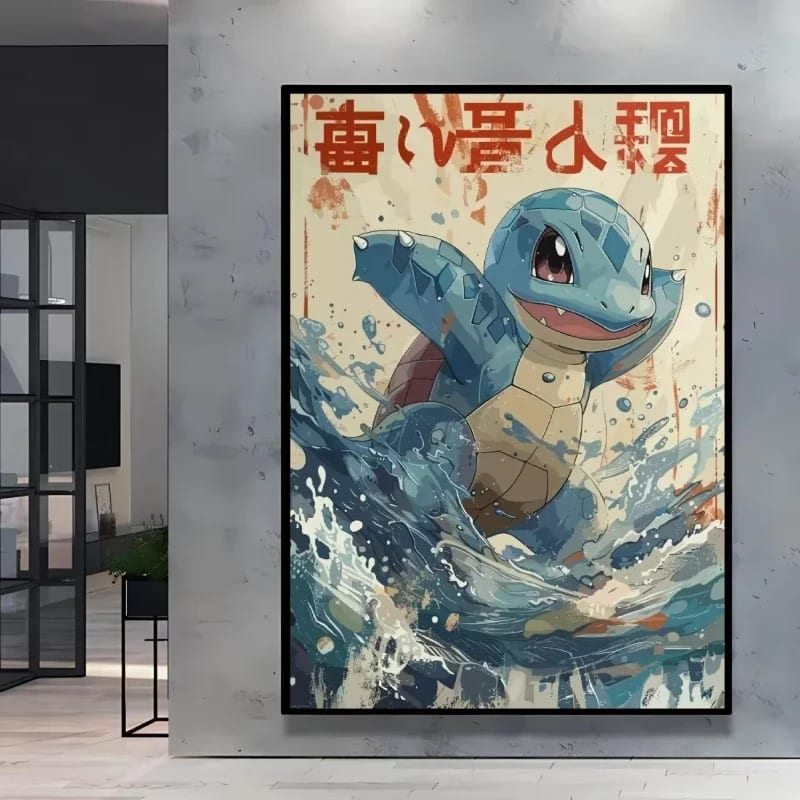Peinture au Numéro — Carapuce sur les vagues (Pokémon)
