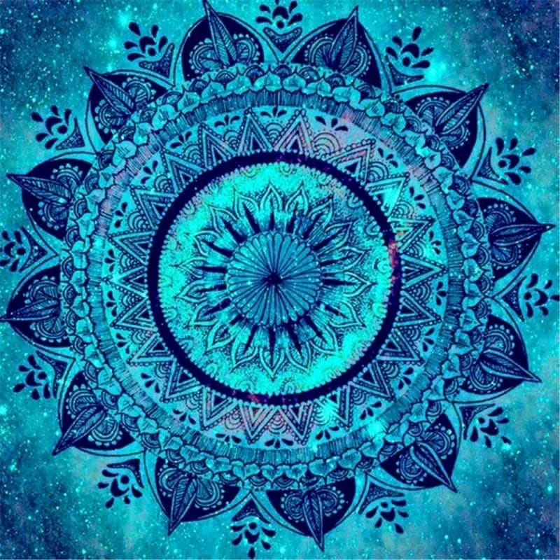 Peinture au Numéro — Mandala turquoise sur fond galactique