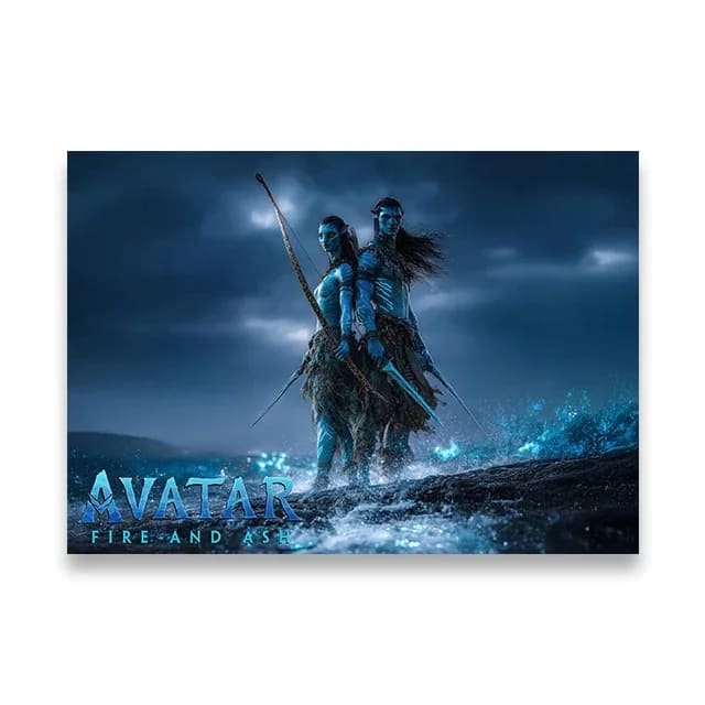Peinture au Numéro — Couple Na'vi armé sous la lune bleue (Avatar : Fire and Ash)