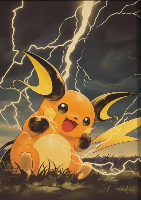 Peinture au Numéro — Raichu sous l'orage électrique (Pokémon)