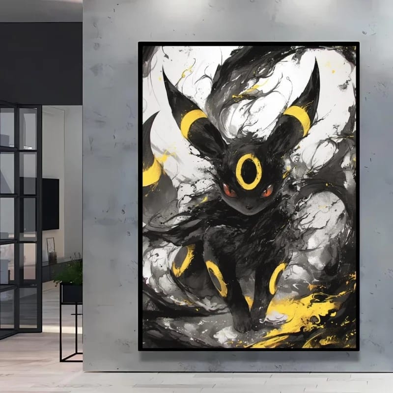 Peinture au Numéro — Noctali à l'encre noire et or (Pokémon)