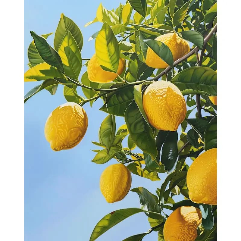 Peinture au Numéro — Citronnier ensoleillé et fruits mûrs