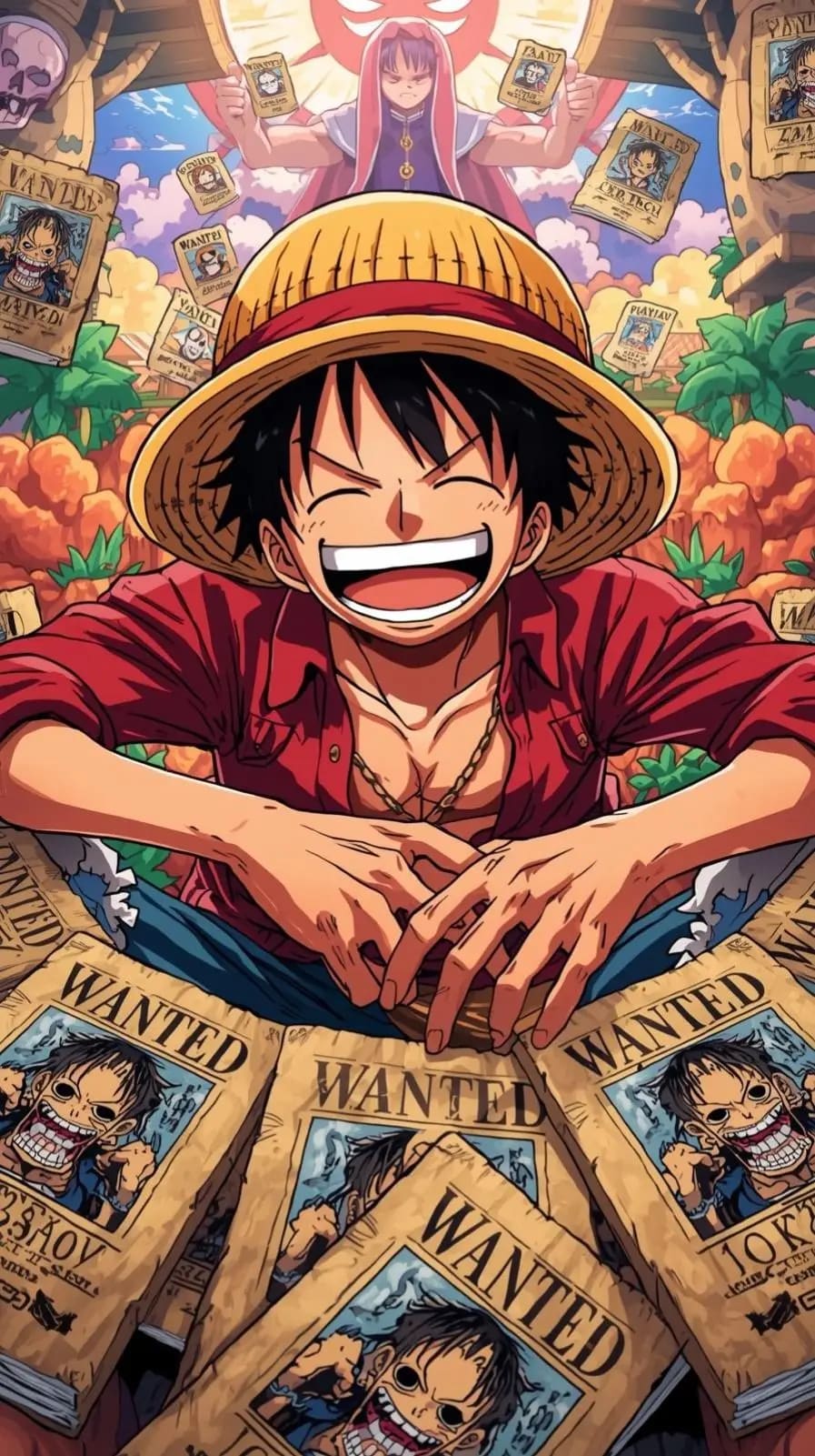 Peinture au Numéro — Luffy et les avis de recherche Wanted (One Piece)