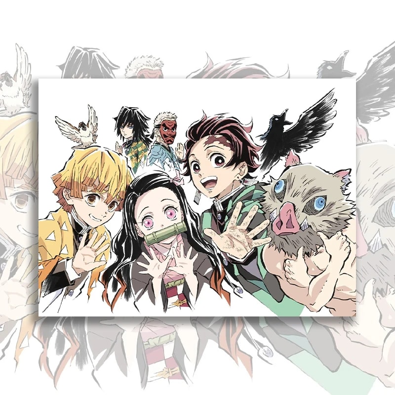 Peinture au Numéro — Tanjiro, Nezuko, Zenitsu et Inosuke (Demon Slayer)