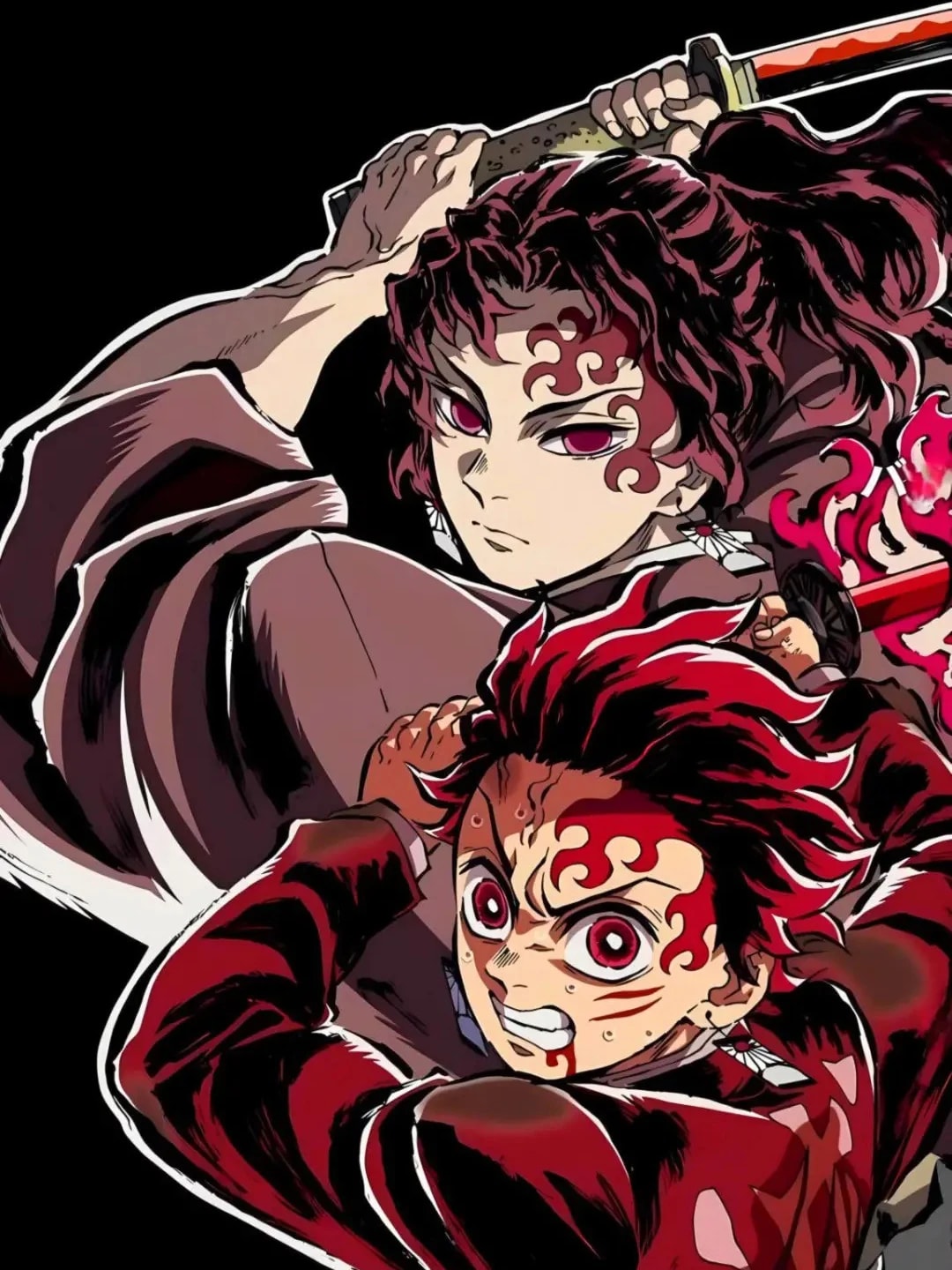 Peinture au Numéro — Kyojuro Rengoku entouré de flammes, Train de l'Infini (Demon Slayer)
