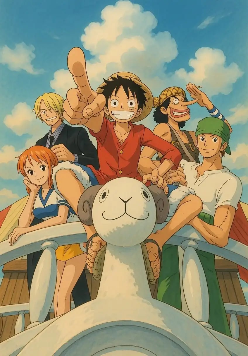 Peinture au Numéro — L'équipage sur le Vogue Merry (One Piece)