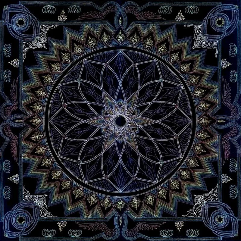 Peinture au Numéro — Mandala géométrique nocturne à motifs zigzag