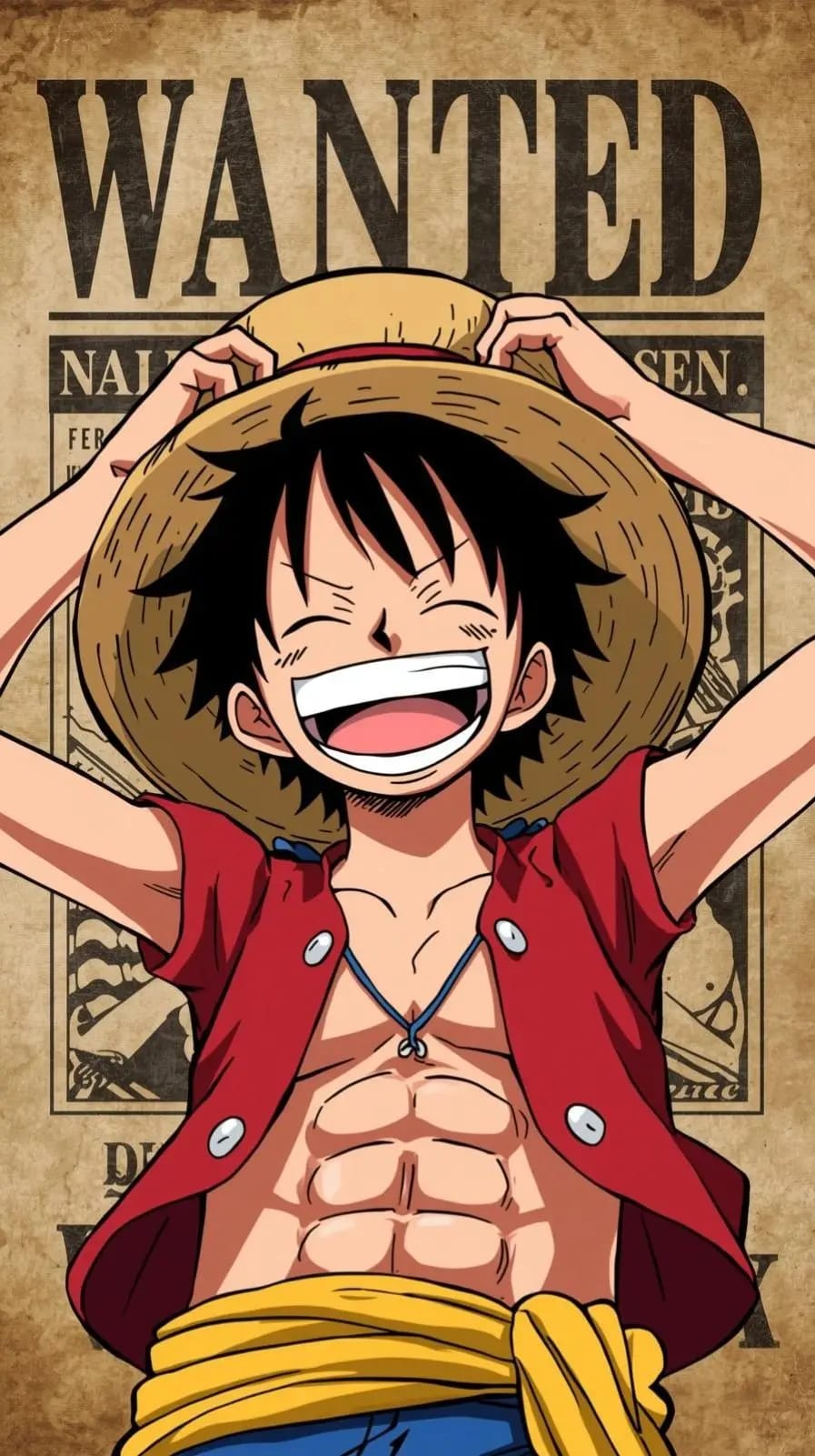 Peinture au Numéro — Luffy hilare devant l'affiche Wanted (One Piece)