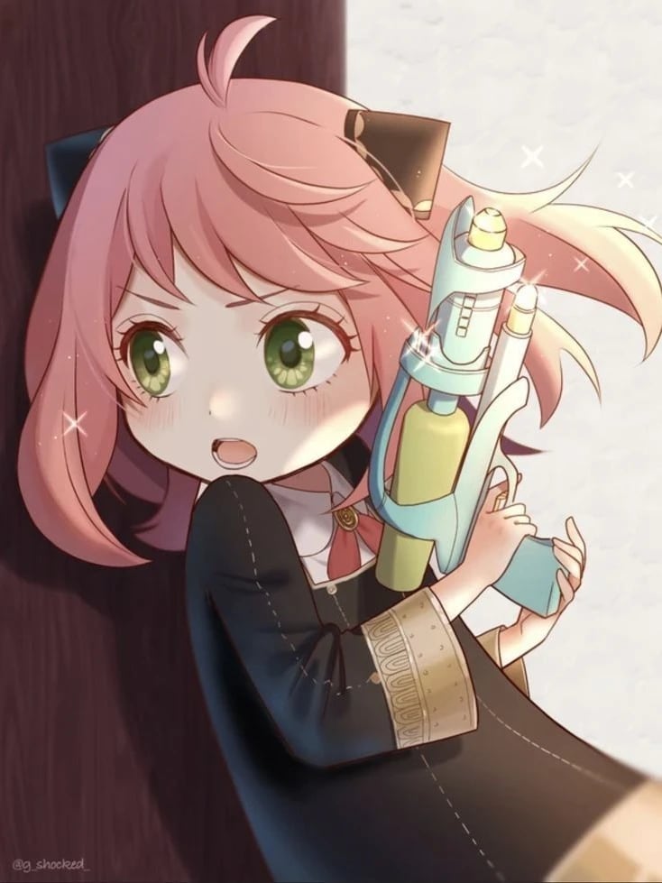 Peinture au Numéro — Anya Forger chibi au pistolet à eau (Spy x Family)