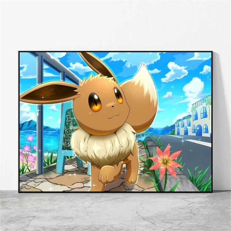 Peinture au Numéro — Évoli au bord de mer (Pokémon)