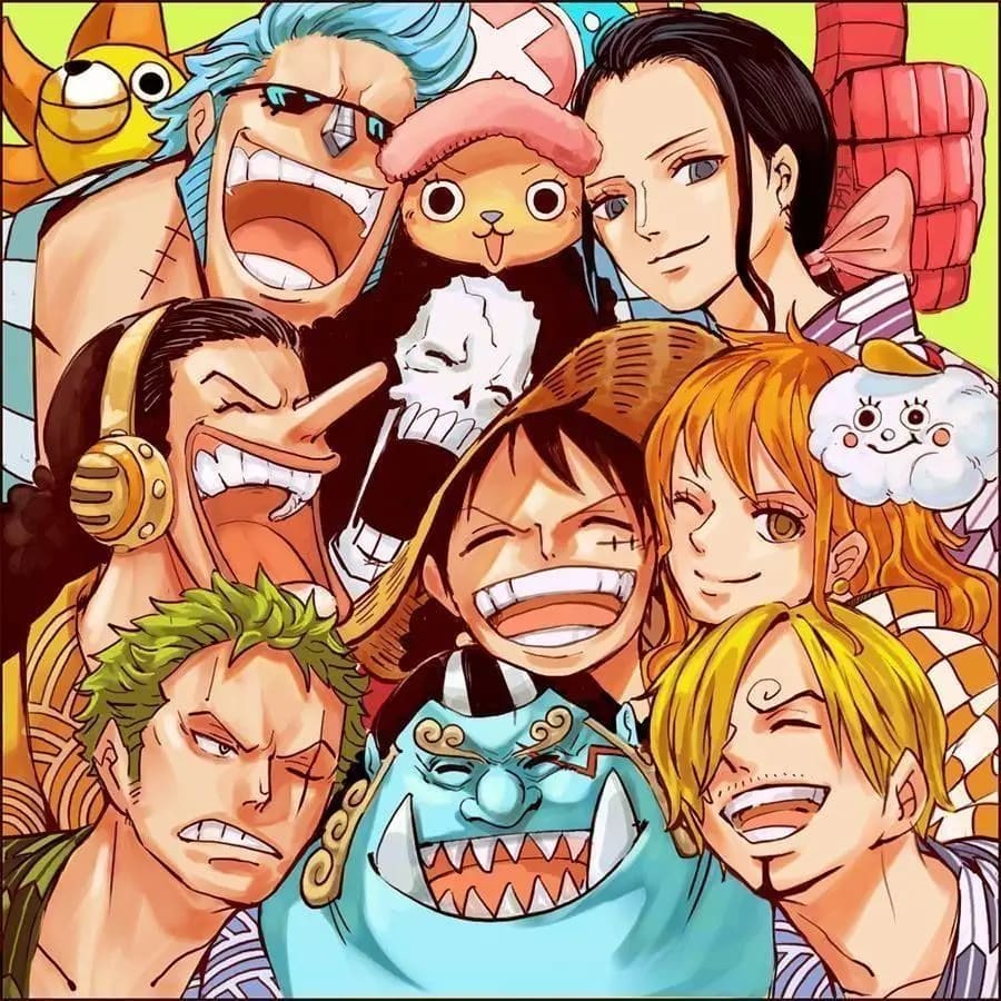 Peinture au Numéro — Équipage du Chapeau de Paille avec Jinbe (One Piece)