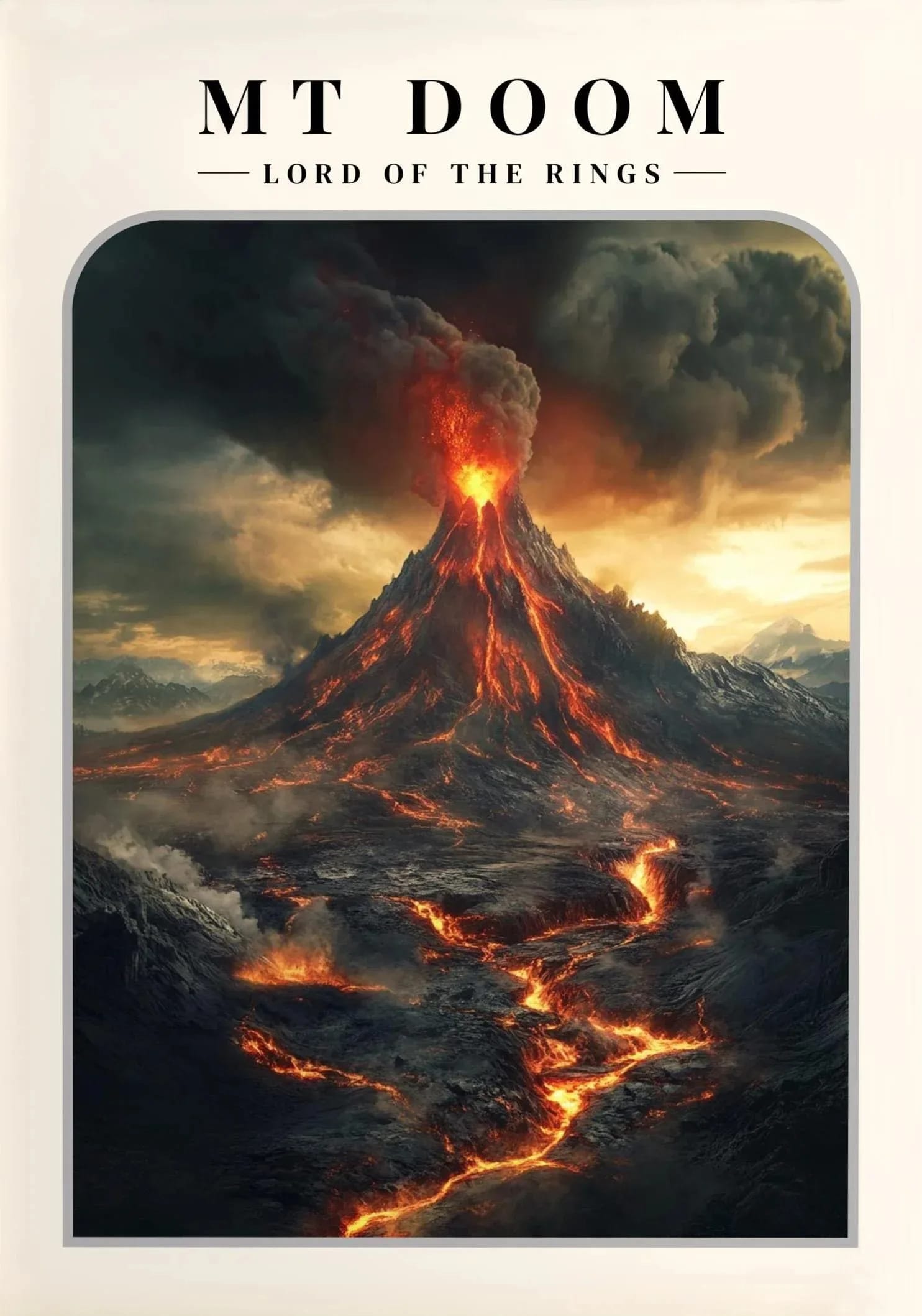 Peinture au Numéro — Mont Destin en éruption, coulées de lave (Le Seigneur des Anneaux)
