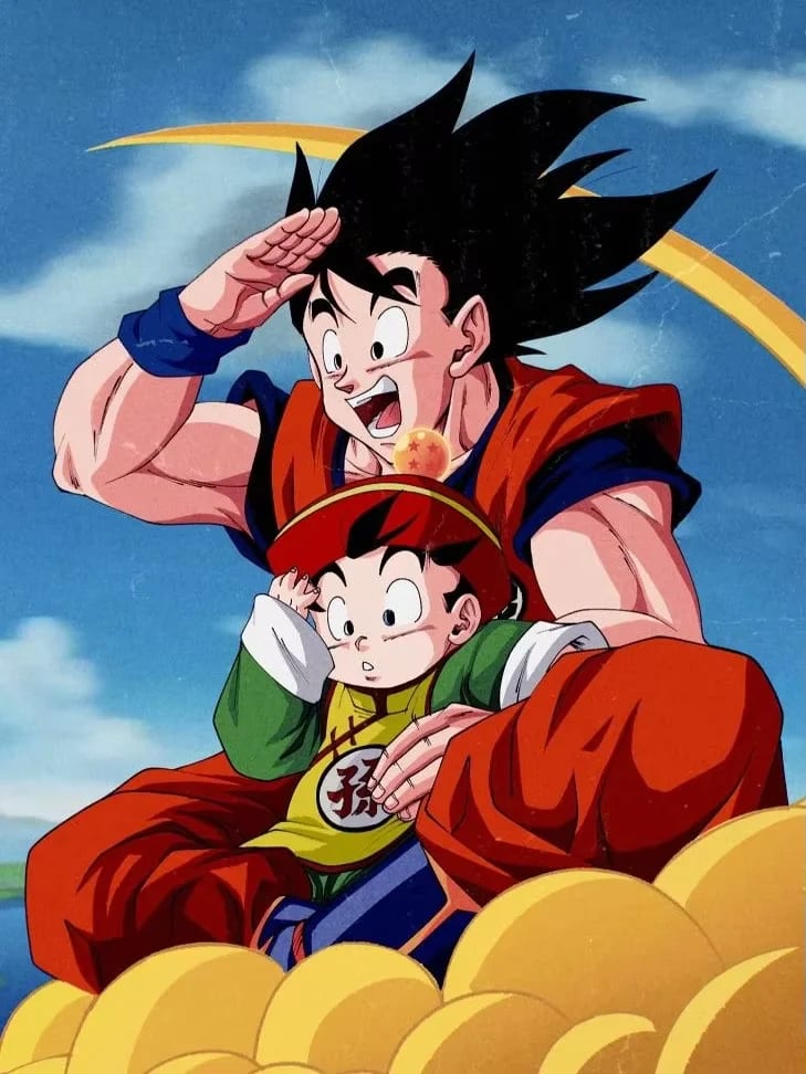 Peinture au Numéro — Goku et Gohan sur le Nuage Magique (Dragon Ball)