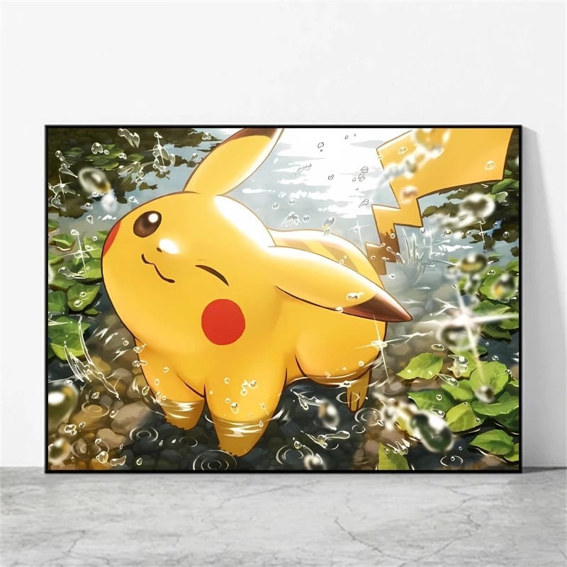 Peinture au Numéro — Pikachu dans l'eau claire (Pokémon)