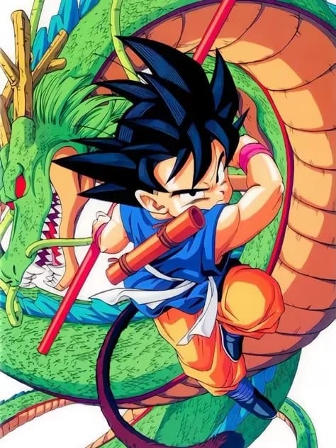 Peinture au Numéro — Petit Goku saluant sur le dragon (Dragon Ball)