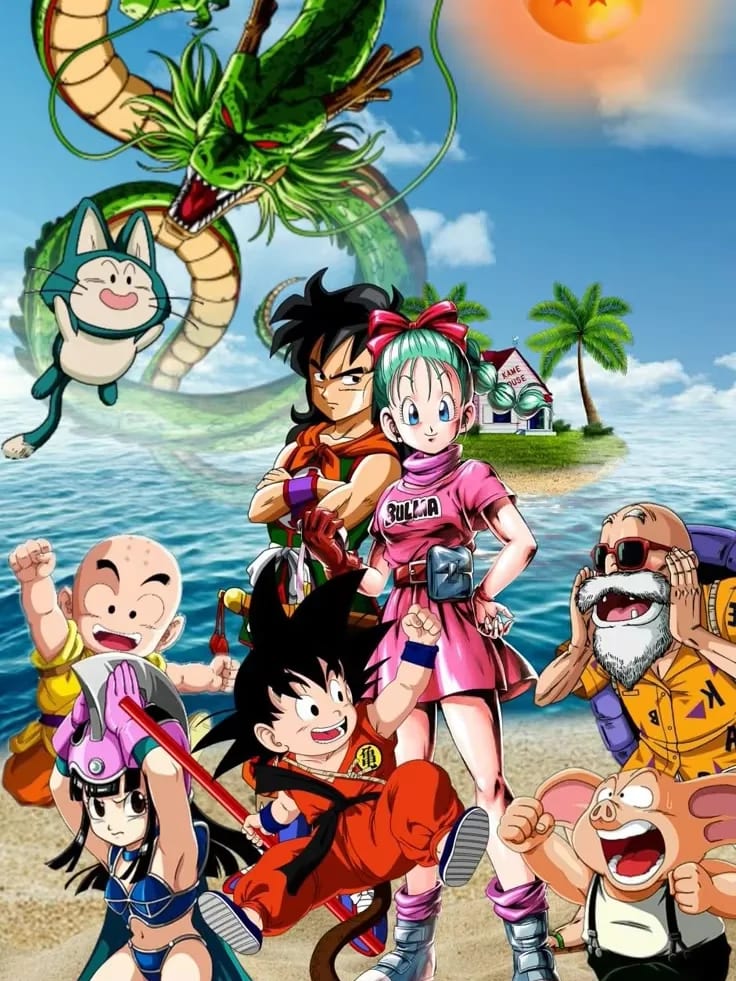 Peinture au Numéro — Petit Goku enlaçant le dragon vert (Dragon Ball)