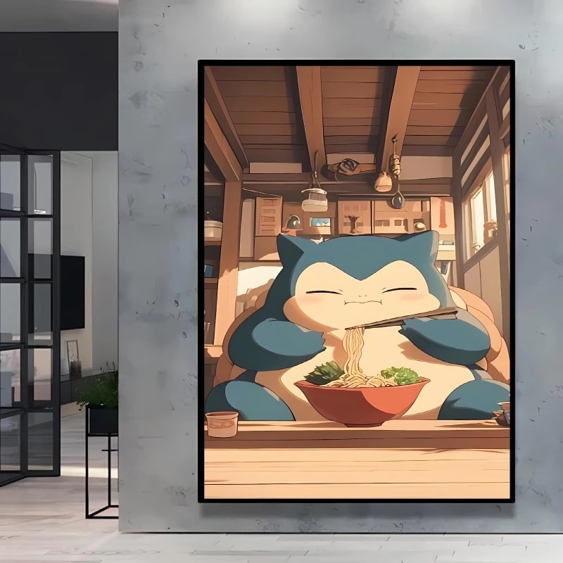 Peinture au Numéro — Ronflex mangeant des ramen (Pokémon)