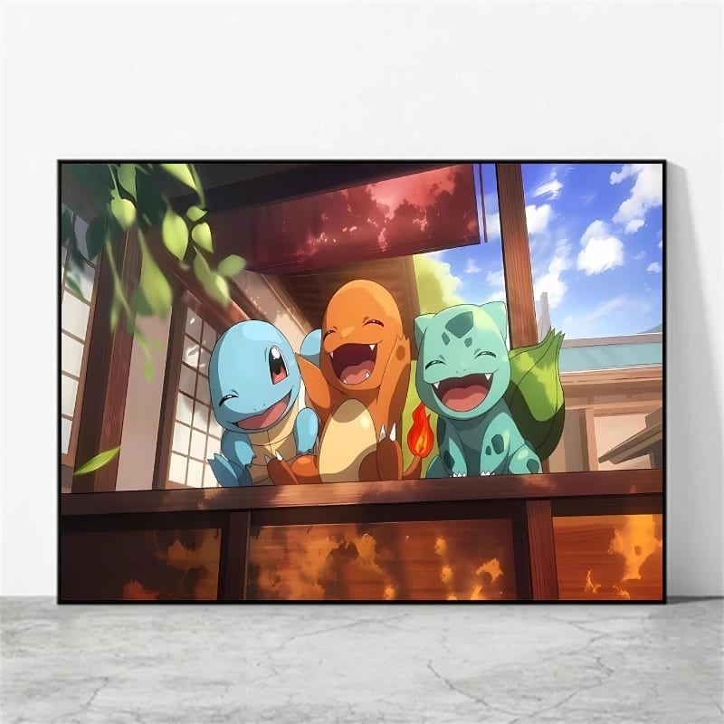 Peinture au Numéro — Carapuce, Salamèche et Bulbizarre (Pokémon)