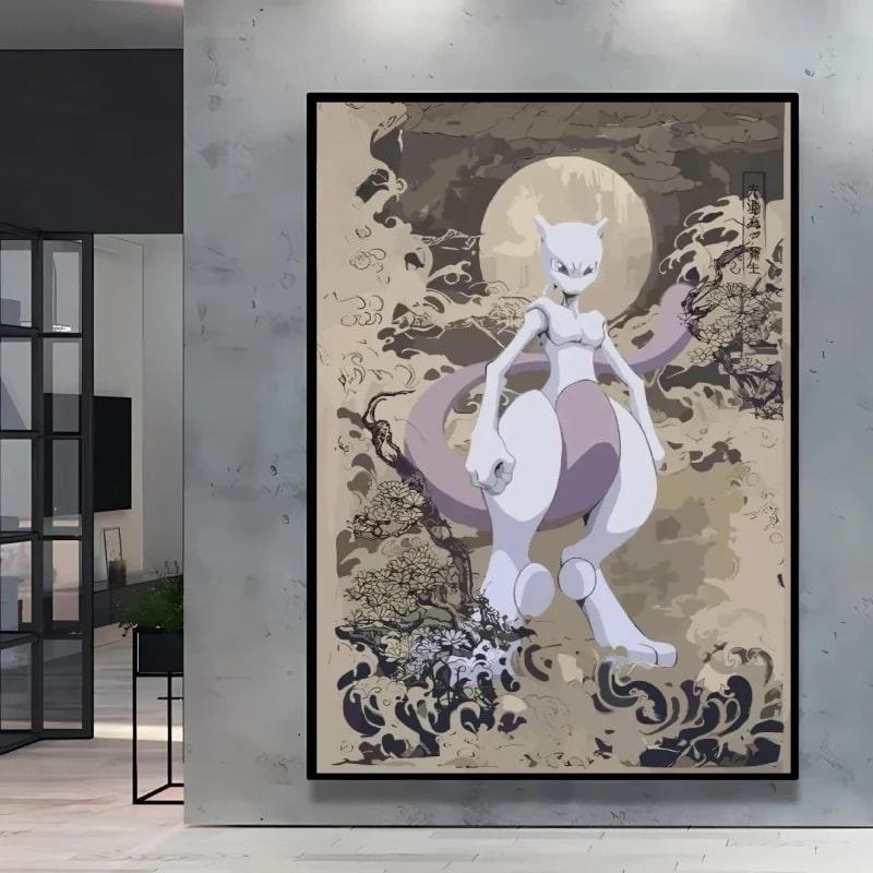 Peinture au Numéro — Mewtwo estampe japonaise (Pokémon)