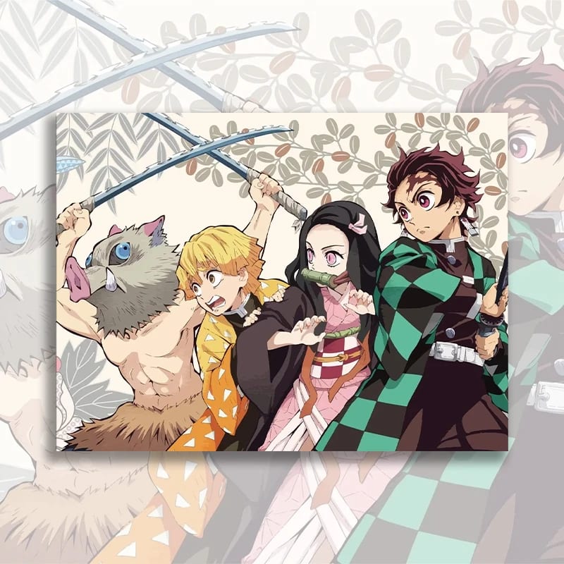Peinture au Numéro — Tanjiro, Nezuko, Zenitsu et Inosuke prêts au combat (Demon Slayer)