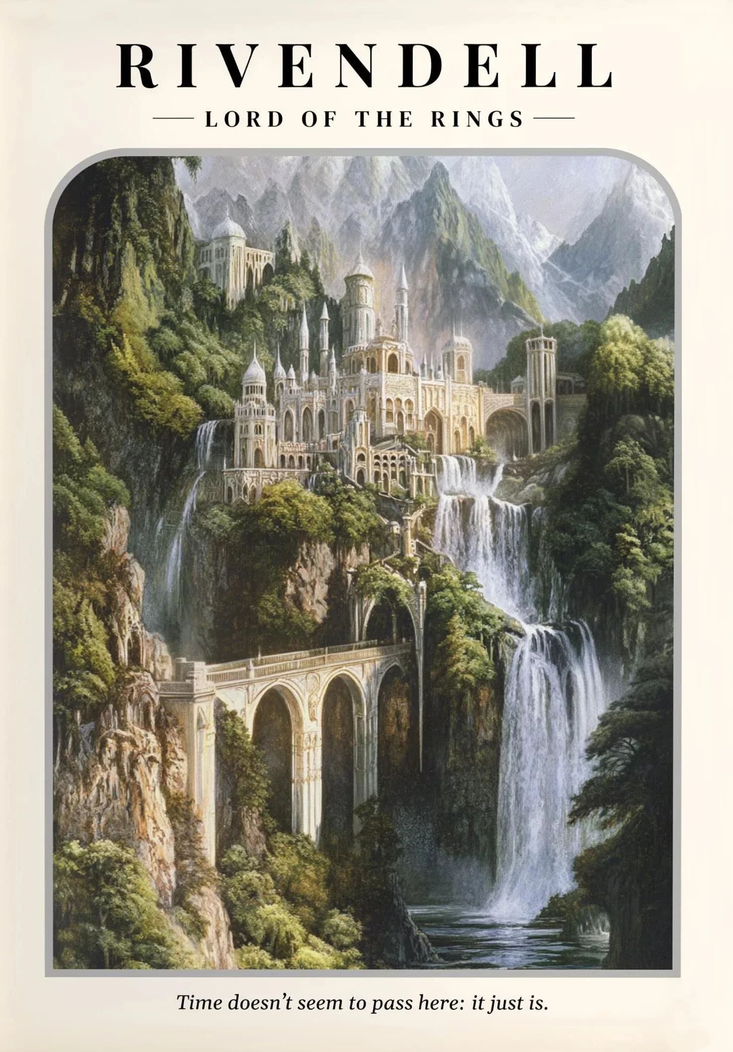 Peinture au Numéro — Fondcombe (Rivendell), cité elfique aux cascades (Le Seigneur des Anneaux)