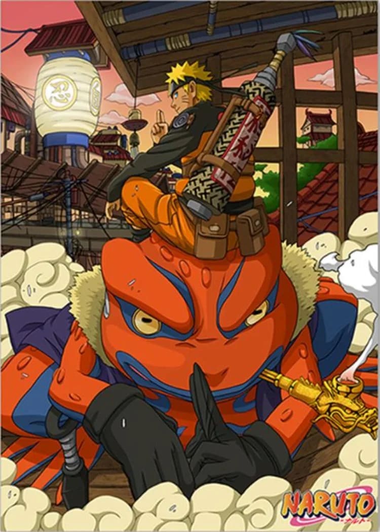 Peinture au Numéro — Naruto sur le crapaud Gamabunta au village (Naruto)