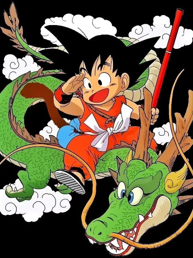 Peinture au Numéro — Gohan et petit Goku dans le ciel (Dragon Ball)