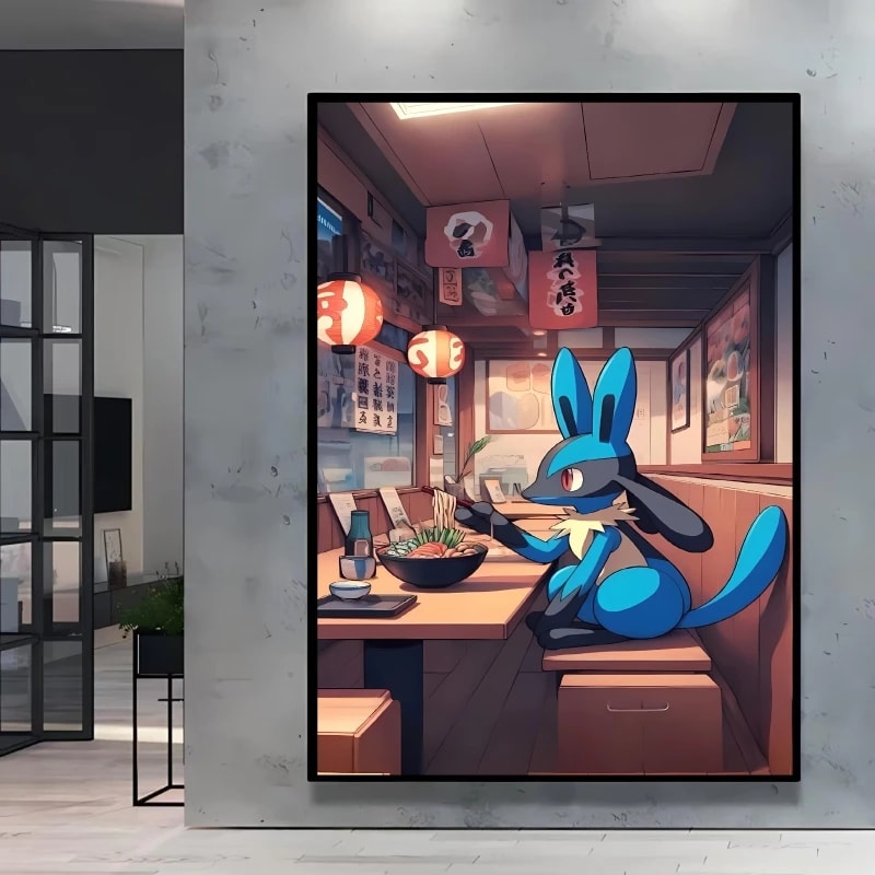 Peinture au Numéro — Lucario au restaurant de ramen (Pokémon)