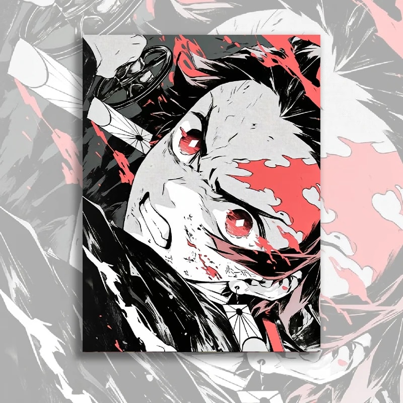 Peinture au Numéro — Nezuko démon rouge et noir (Demon Slayer)
