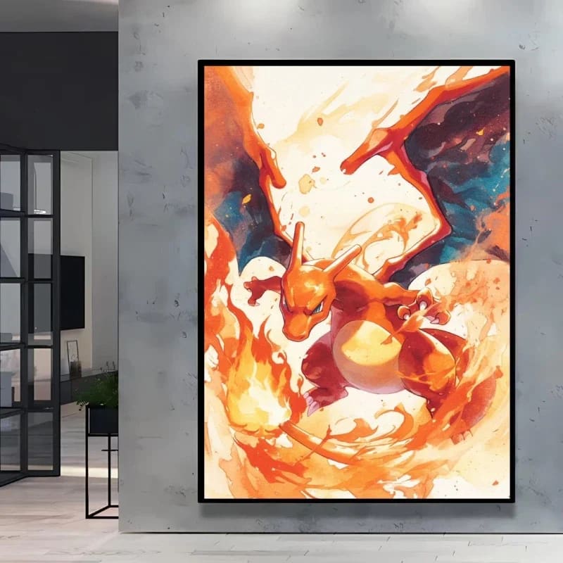 Peinture au Numéro — Dracaufeu jaillissant des flammes (Pokémon)