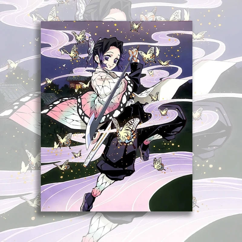 Peinture au Numéro — Shinobu Kocho et les papillons (Demon Slayer)
