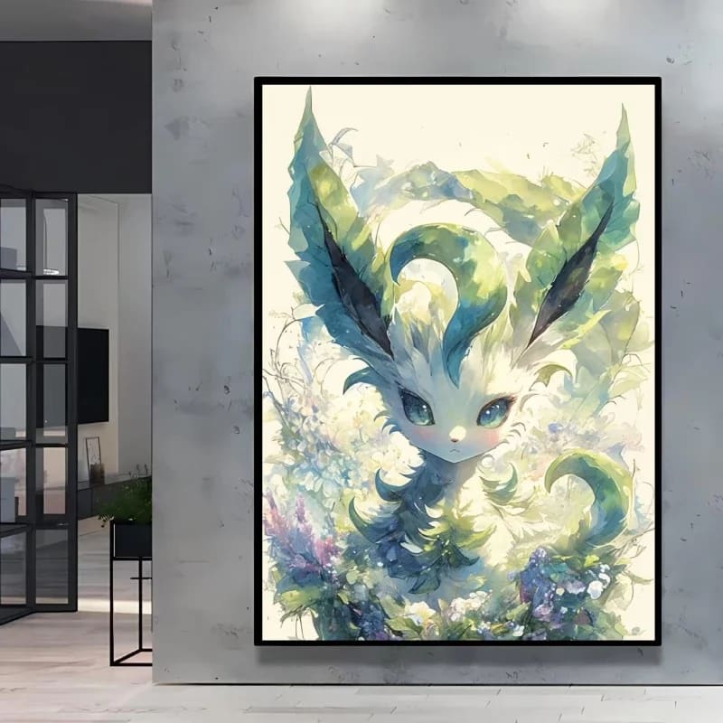 Peinture au Numéro — Phyllali dans les feuilles (Pokémon)