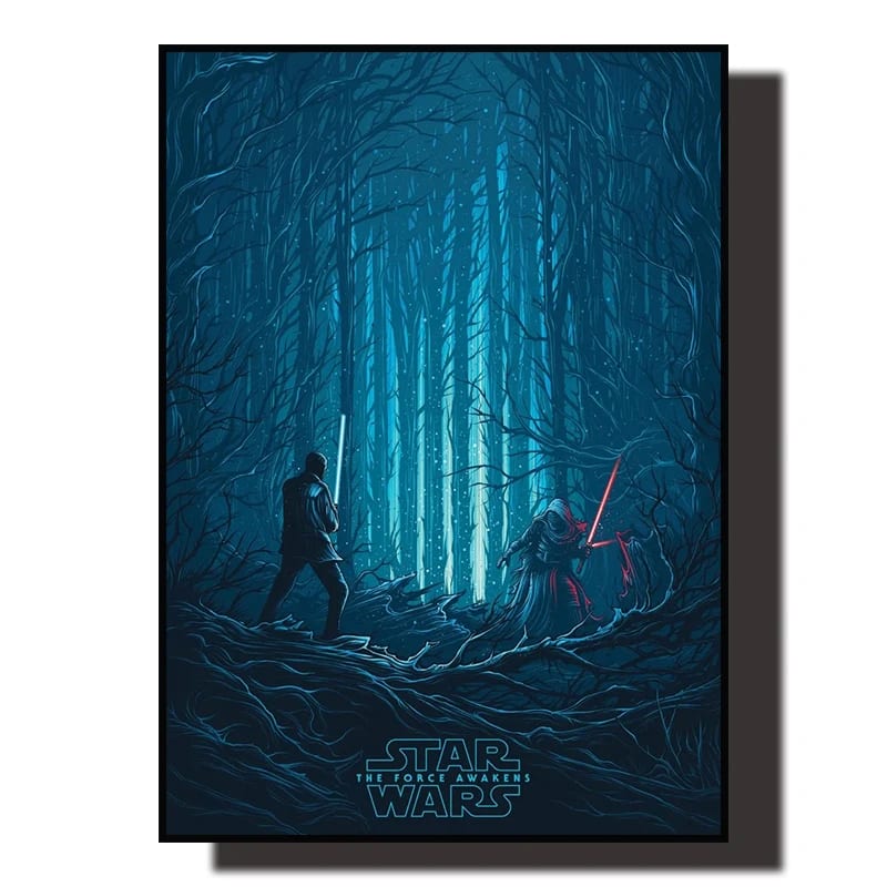 Peinture au Numéro — Duel au sabre laser dans une forêt bleue (Star Wars : Le Réveil de la Force)
