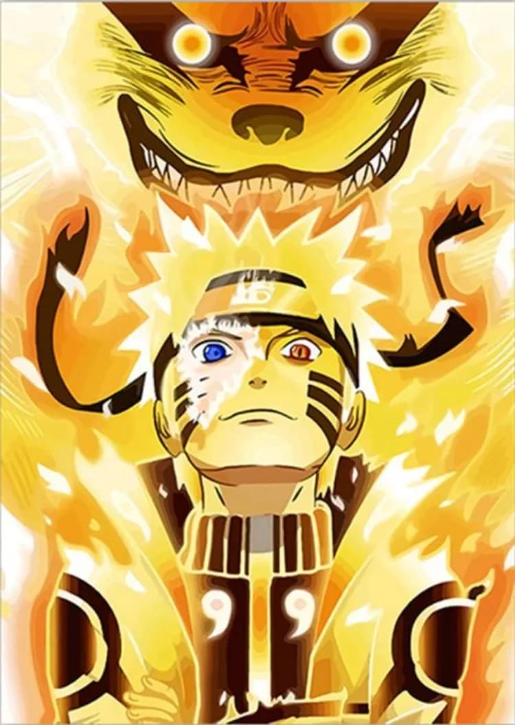 Peinture au Numéro — Naruto en mode Kurama, le Démon-Renard à Neuf Queues (Naruto)