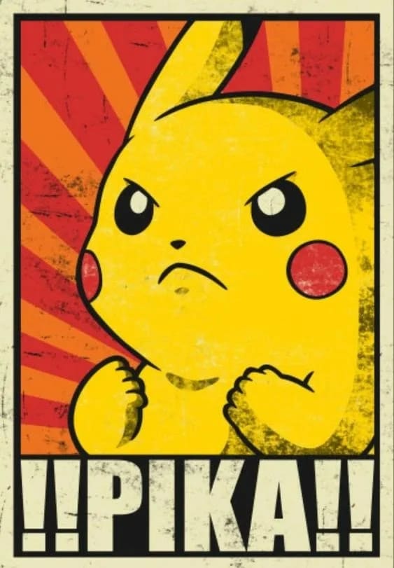 Peinture au Numéro — Pikachu en colère, affiche « PIKA » vintage (Pokémon)