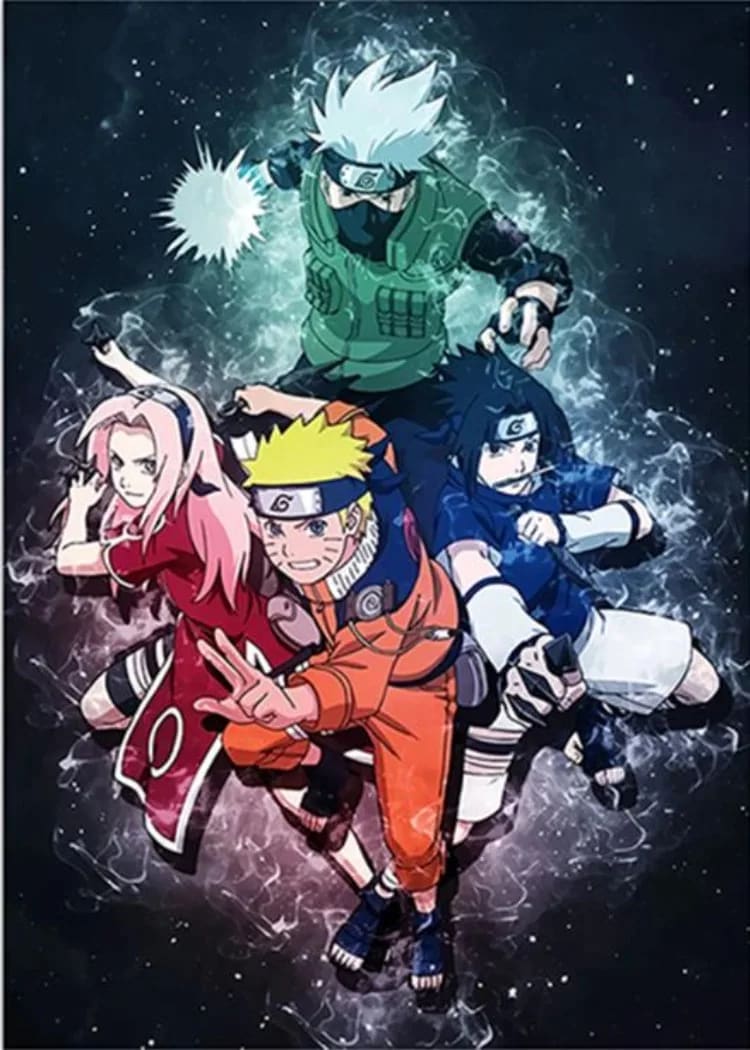Peinture au Numéro — Équipe 7 : Naruto, Sasuke, Sakura et Kakashi (Naruto)