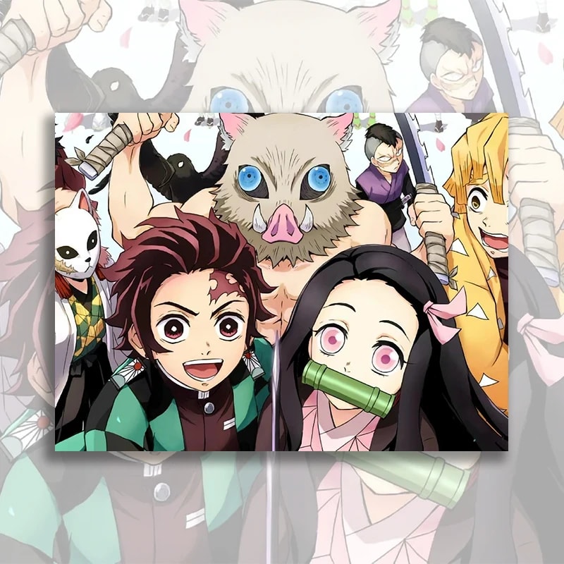 Peinture au Numéro — Tanjiro, Nezuko et les piliers chibi (Demon Slayer)
