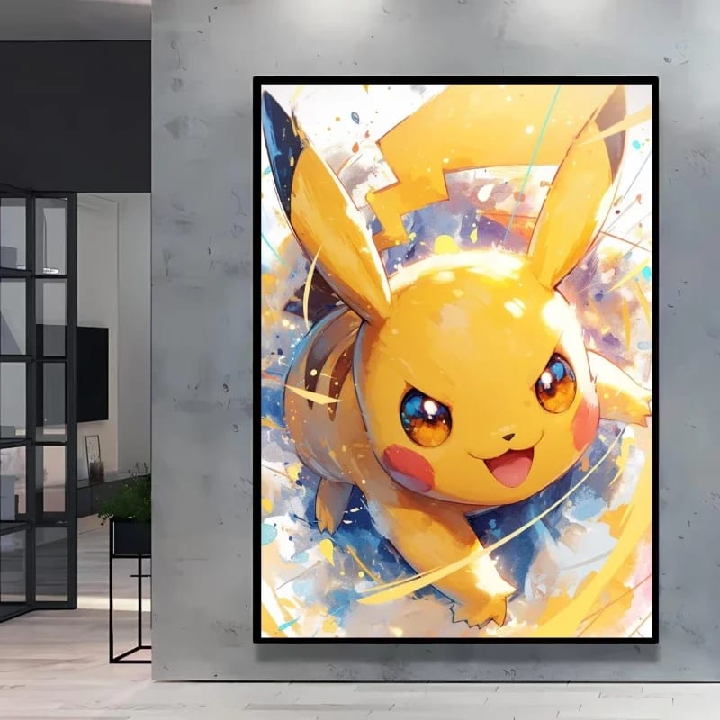 Peinture au Numéro — Pikachu joyeux aux éclaboussures (Pokémon)