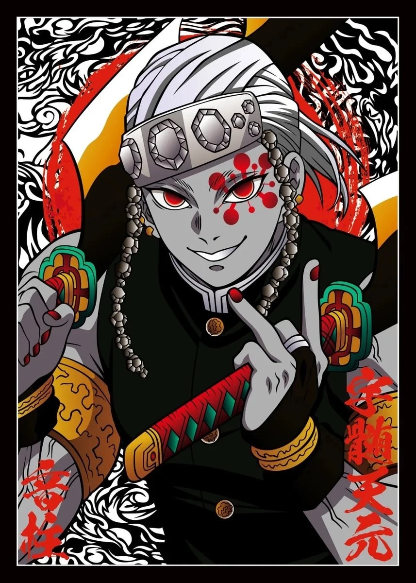 Peinture au Numéro — Gyutaro démon Lune Supérieure Six (Demon Slayer)