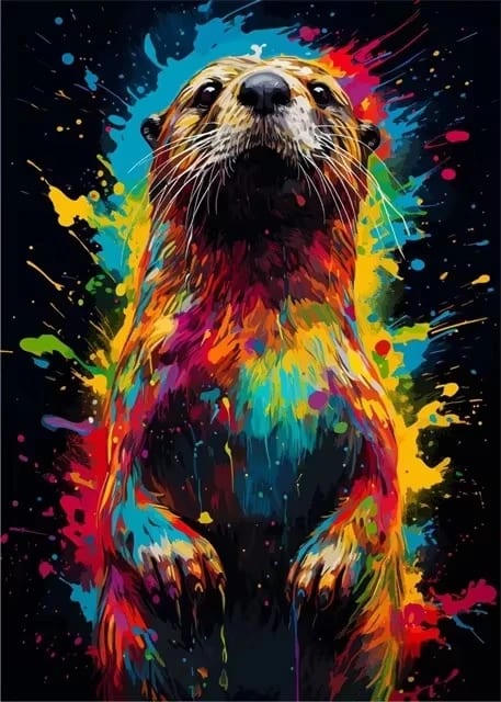 Peinture au Numéro — Loutre éclaboussures de couleurs