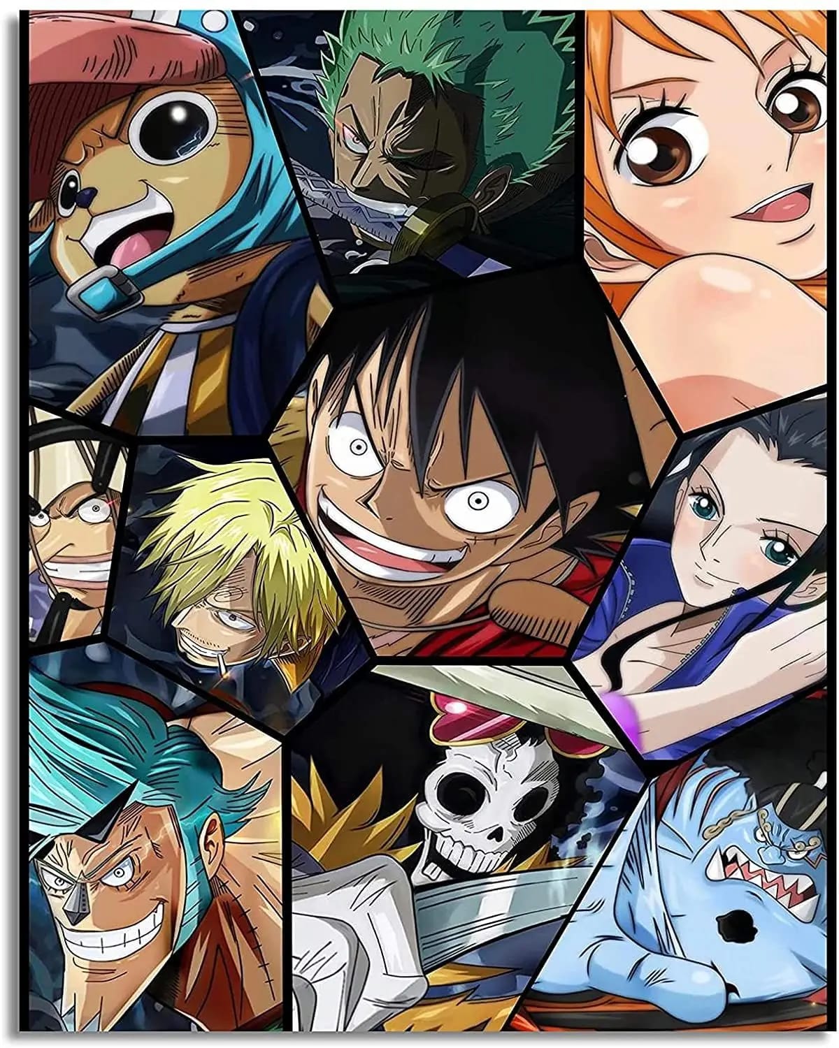 Peinture au Numéro — Équipage du Chapeau de Paille en mosaïque hexagonale (One Piece)