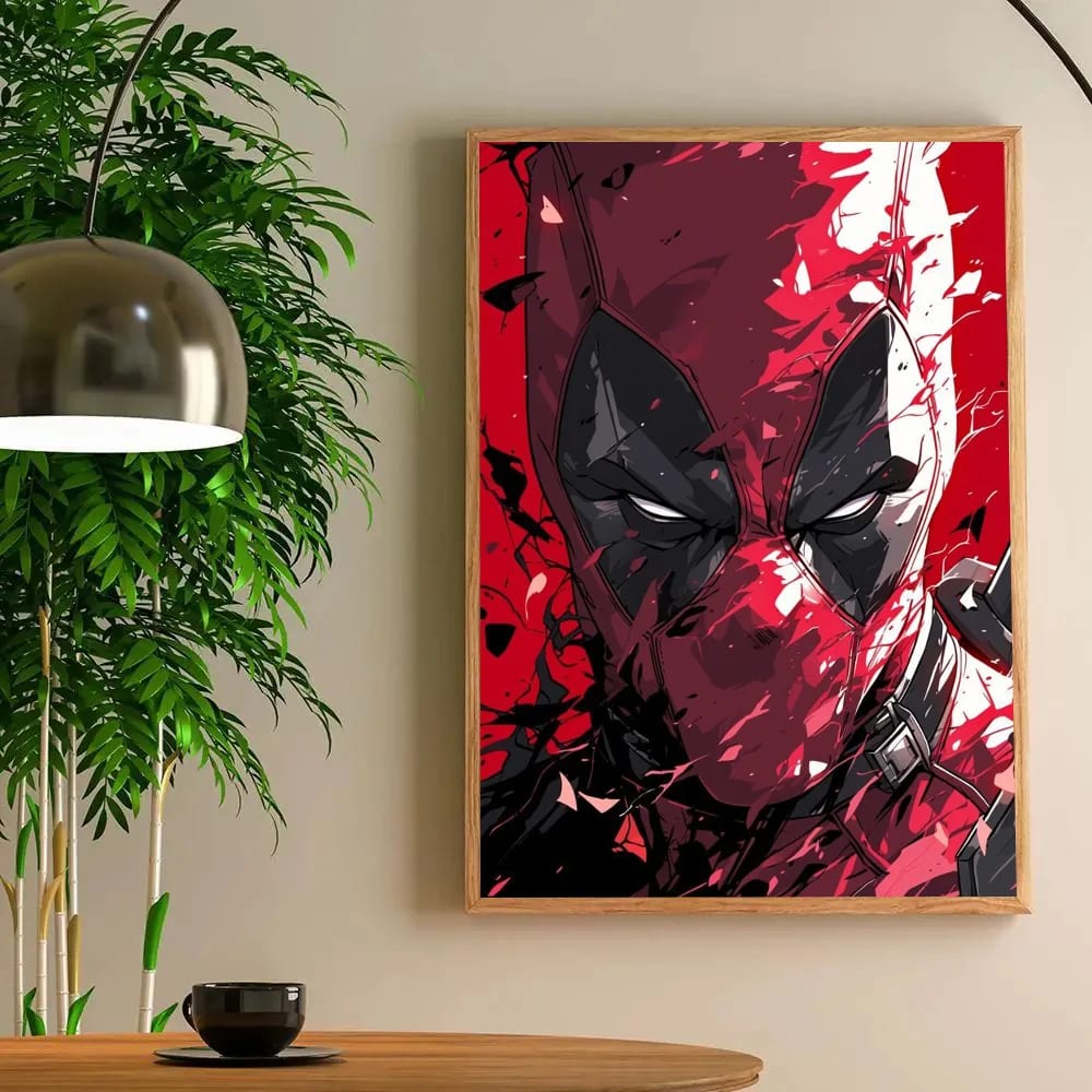 Peinture au Numéro — Deadpool visage fragmenté, éclats rouge et blanc (Deadpool)