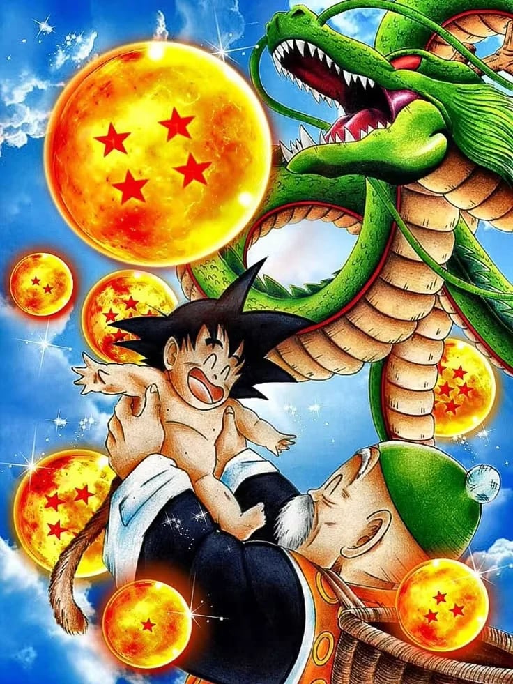 Peinture au Numéro — Petit Goku avec les boules de cristal (Dragon Ball)