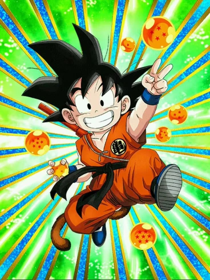 Peinture au Numéro — Petit Goku sautant avec les boules de cristal (Dragon Ball)