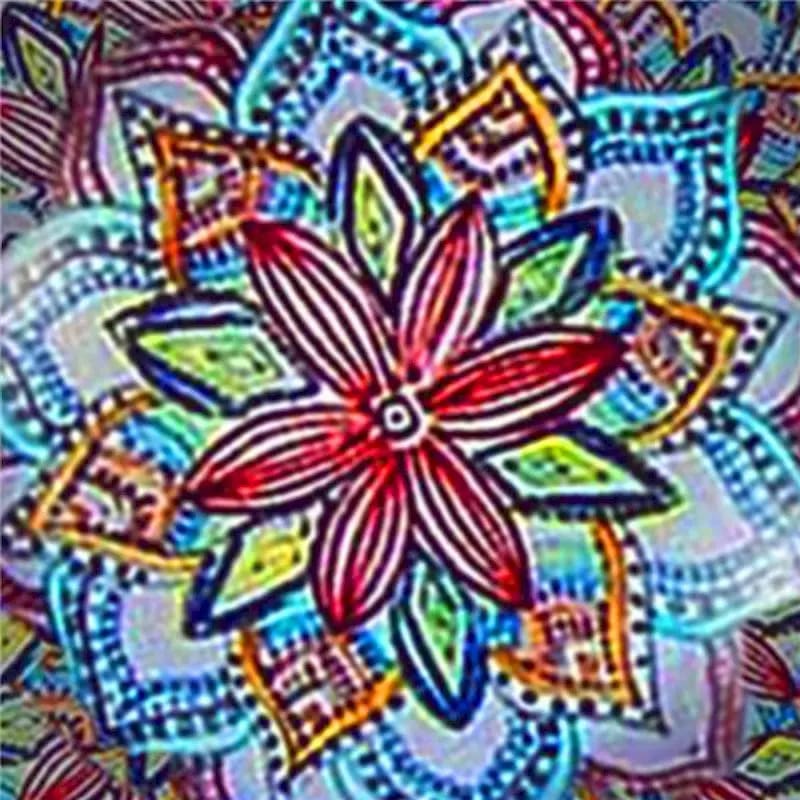 Peinture au Numéro — Mandala fleur stylisée aux traits colorés