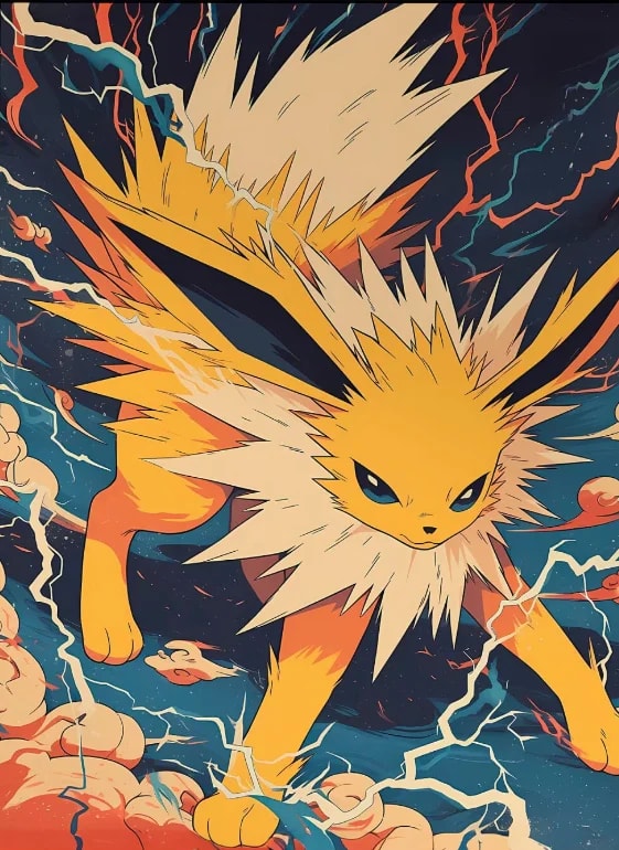 Peinture au Numéro — Voltali déchaînant des éclairs (Pokémon)