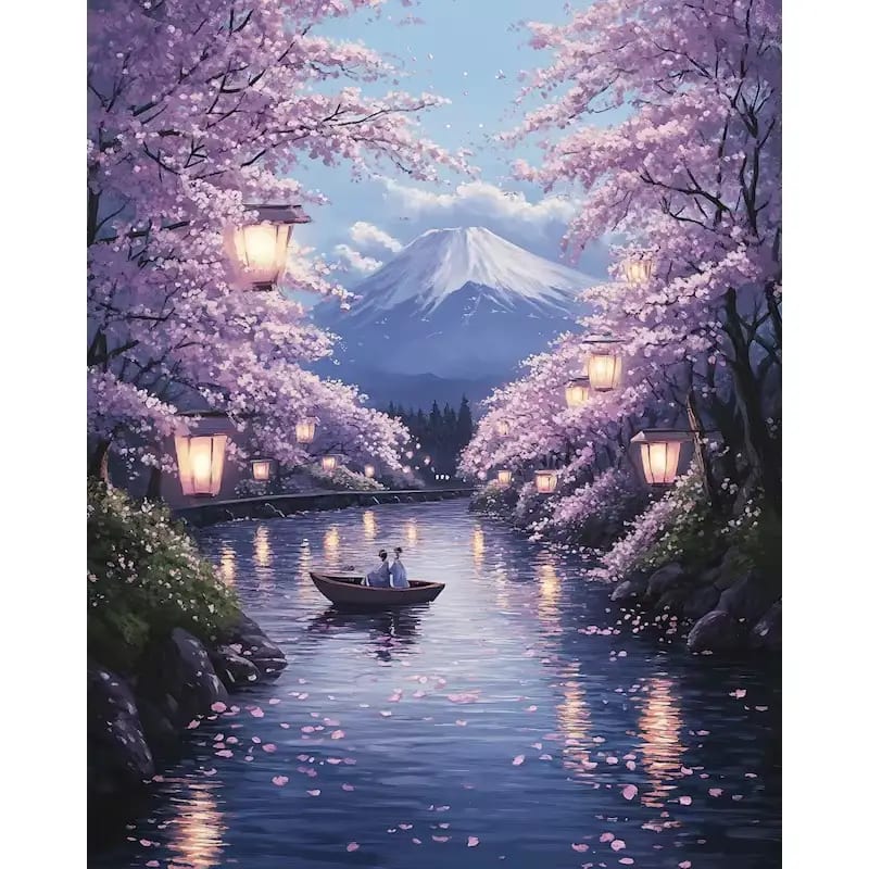 Peinture au numéro - Japon avec Sakura et Mont Fuji