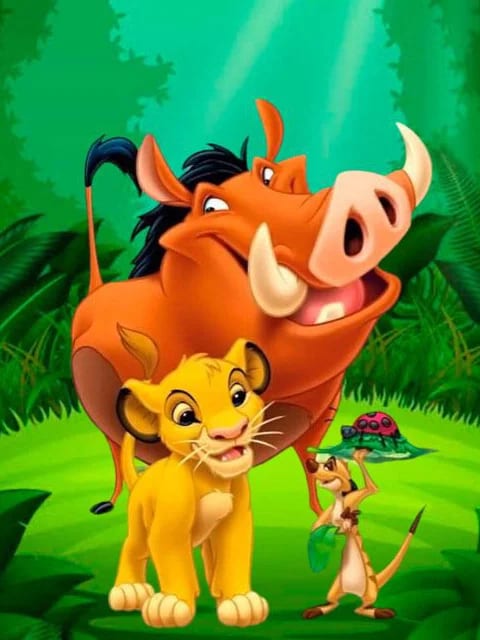 Peinture au numéro - Disney - Le roi lion - Simba, Timon & Pumba