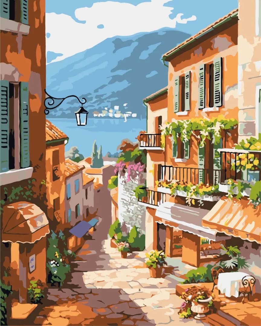 Kit de peinture au numéro — paysage en cours de réalisation