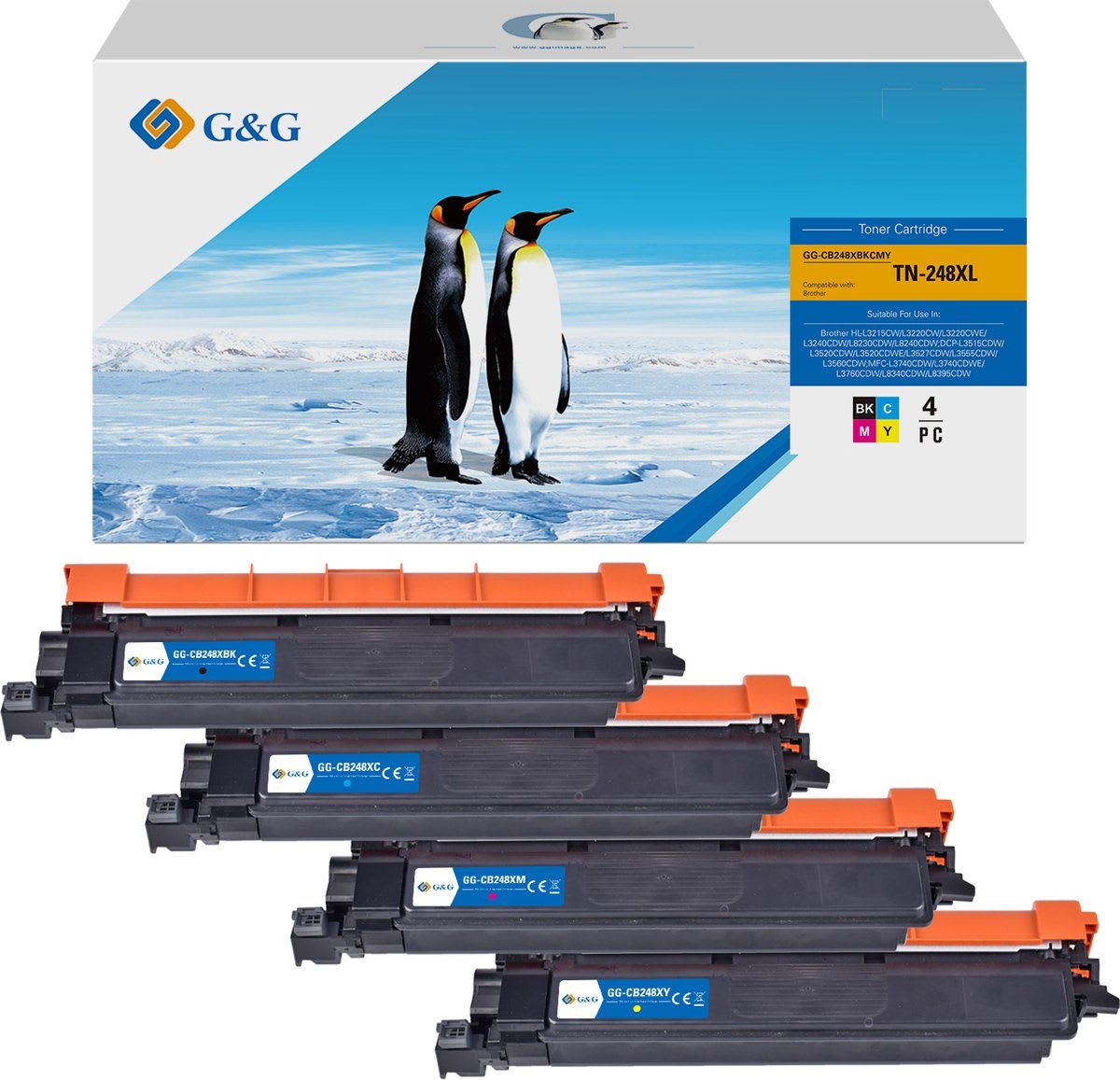 TN248CMYK - toners qualité premium compatible Brother - multipack 4 couleurs : noir, cyan, magenta, jaune